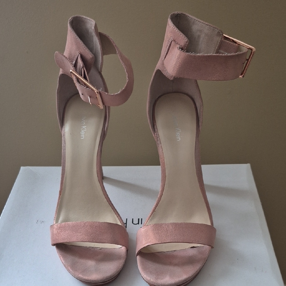 Calvin Klein Blush Suede Heels - Picture 2 of 4